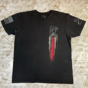 Grunt Style Thin Red Line American Flag T-Shirt Black XL Patriotic USA Tee